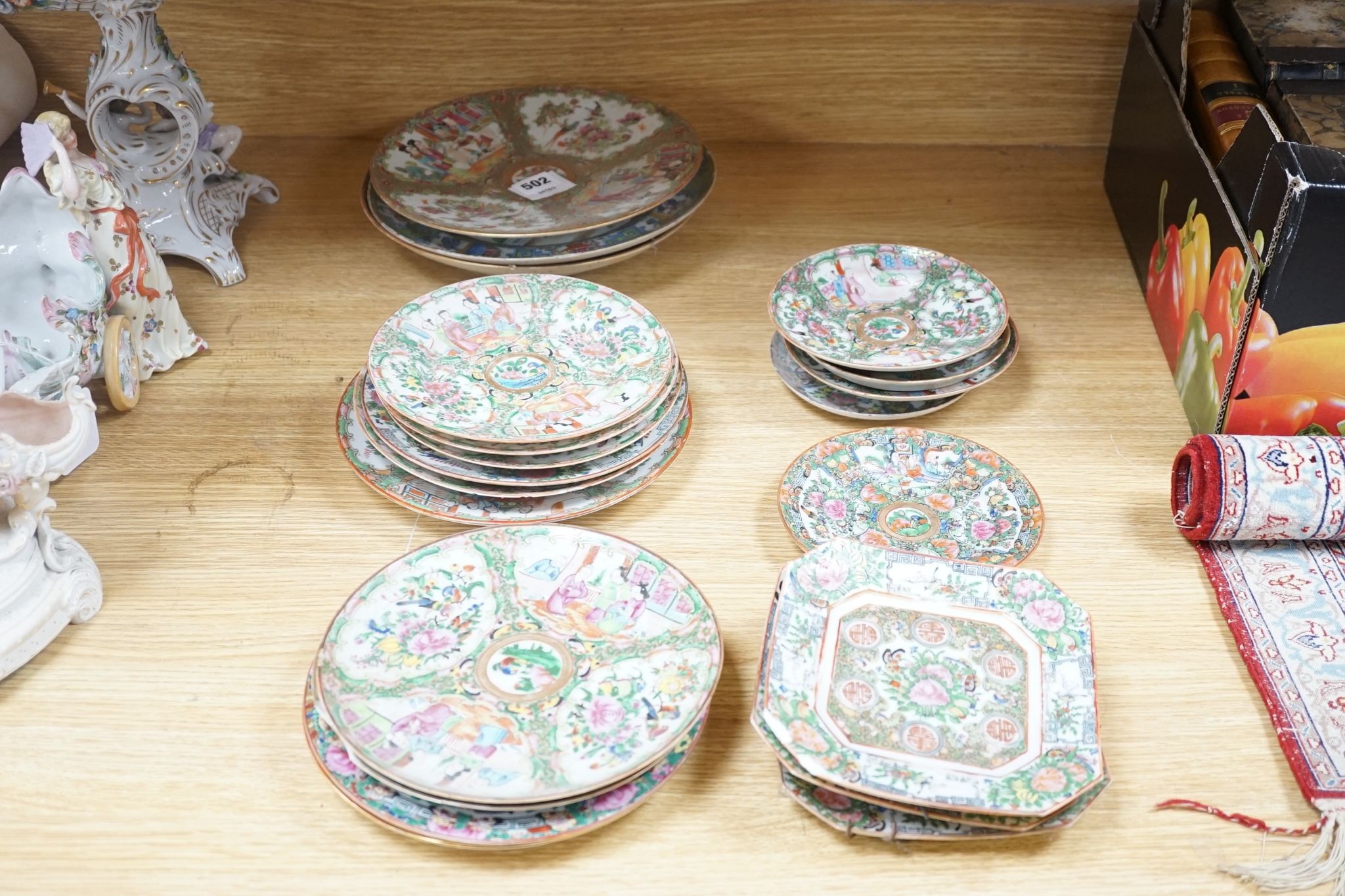 A group of Canton famille rose dishes